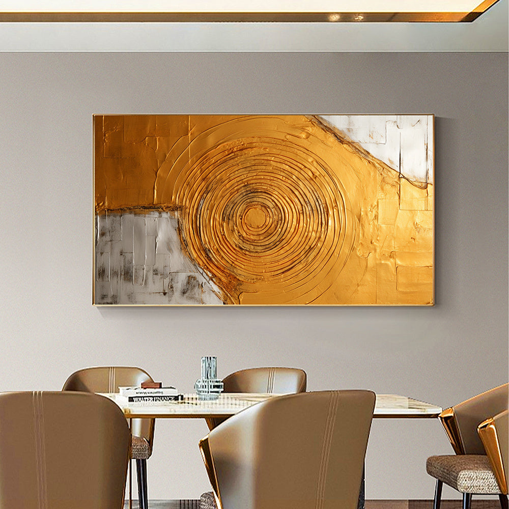 Hand Painted Oil Painting Minimalist Gold Circle Painting on Canvas Large Wall Art Original Abstract Art Golden Oil Painting Custom Painting Living Room Home Decor