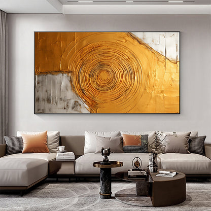 Hand Painted Oil Painting Minimalist Gold Circle Painting on Canvas Large Wall Art Original Abstract Art Golden Oil Painting Custom Painting Living Room Home Decor