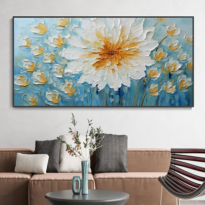 Hand Painted Oil Painting Canvas White Flower Texture Art Blossoming Home Wall Decor Art Landscape Wall Art Living Room decor Fine Art Oil Painting