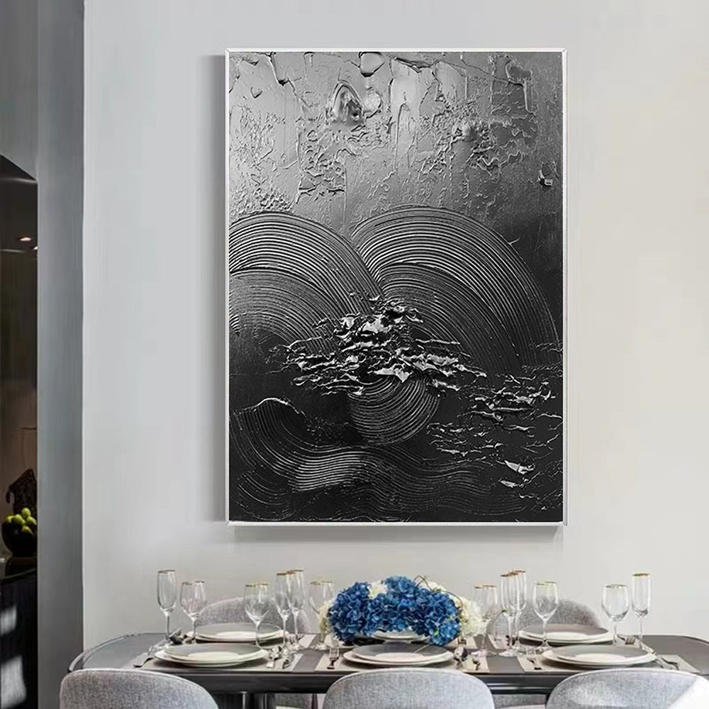 Hand Painted Oil Painting Black Acrylic Paintings Large Black 3D Textured Painting Abstract Black Painting Minimalist Abstract Wall Art for Living Room Art Decor