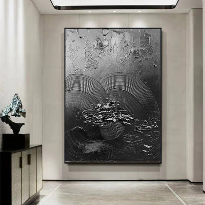 Hand Painted Oil Painting Black Acrylic Paintings Large Black 3D Textured Painting Abstract Black Painting Minimalist Abstract Wall Art for Living Room Art Decor