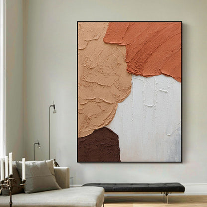 Handmade Textured Blush White and Brown Acrylic Painting Oversized Art Brush Stroke Modern Wall Art Extra Large Handmade Painting on Canvas Frameless Only Canvas