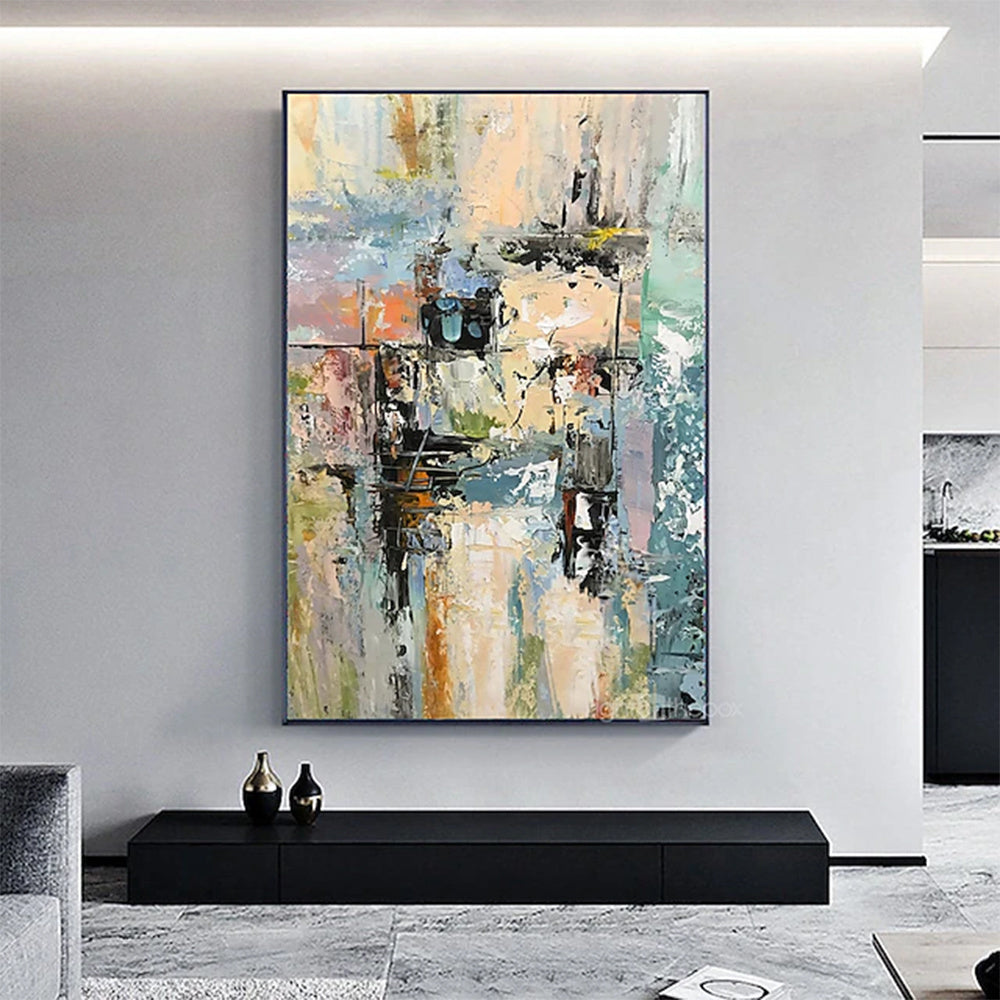 Hand Painted Oil Painting Horizontal Panoramic Abstract Landscape Modern Living Room Hallway Luxurious Decorative Painting