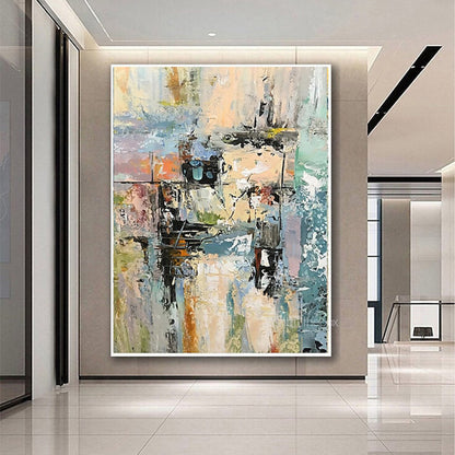 Hand Painted Oil Painting Horizontal Panoramic Abstract Landscape Modern Living Room Hallway Luxurious Decorative Painting