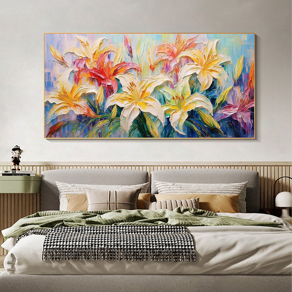 Handmade Oil Painting Original Flower Oil Painting On Canvas Large Wall Art Abstract Yellow Floral Painting Custom Painting Modern Living Room Home Decor