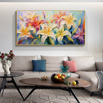 Handmade Oil Painting Original Flower Oil Painting On Canvas Large Wall Art Abstract Yellow Floral Painting Custom Painting Modern Living Room Home Decor