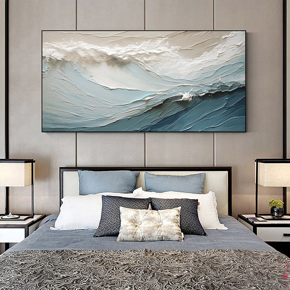 Handmade Oil Painting Original Abstract Seascape Oil Painting On Canvas Large Wall Art Bule Sea Painting Custom Painting Boho Wall Art Living room Wall Decor