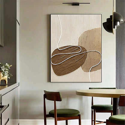 Handmade Oil Painting White and Beige Minimalist Wall Art Oversize Minimalist Painting on Canvas Neutral Textured Painting Brown Wall Decorative Painting