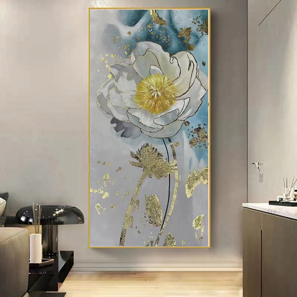 Handmade Oil Painting Original Abstract Painting On Canvas Floral Wall Art Handmade Canvas Painting Large Abstract Art Gold Painting Flower Canvas Art