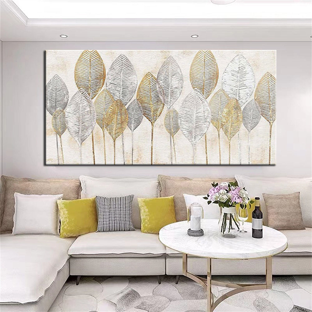 Handmade Oil Painting Abstract Gold Leaf Oil Painting On Canvas Original Modern Gold Foil Texture Acrylic Painting Living room Large Wall Art Home Decor