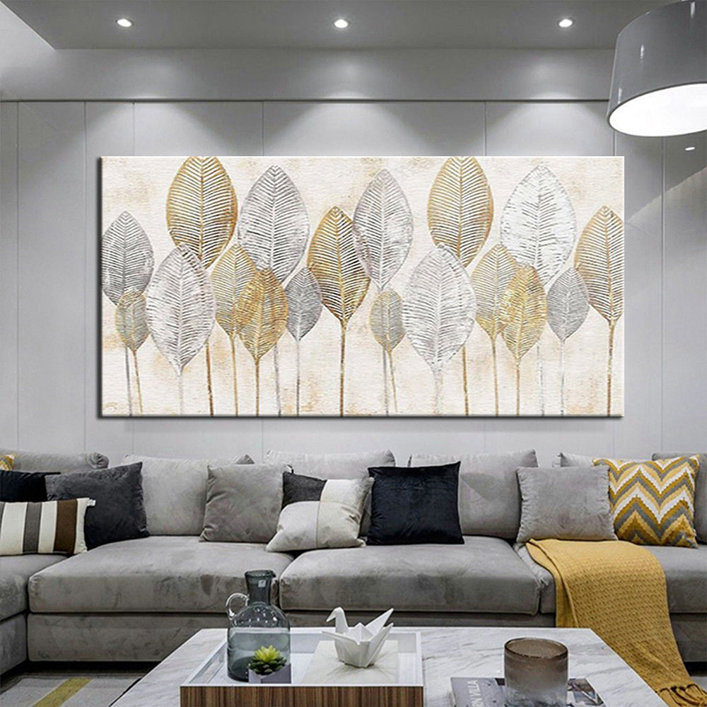 Handmade Oil Painting Abstract Gold Leaf Oil Painting On Canvas Original Modern Gold Foil Texture Acrylic Painting Living room Large Wall Art Home Decor