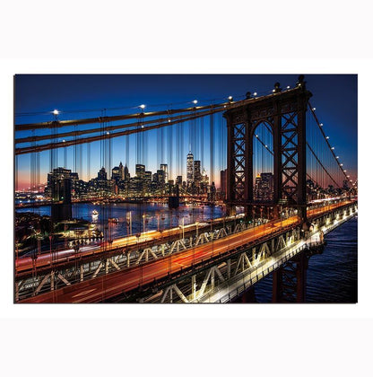 Oppidan Home "Evening on the Manhattan Bridge" Acrylic Wall Art (32"H x 48"W)