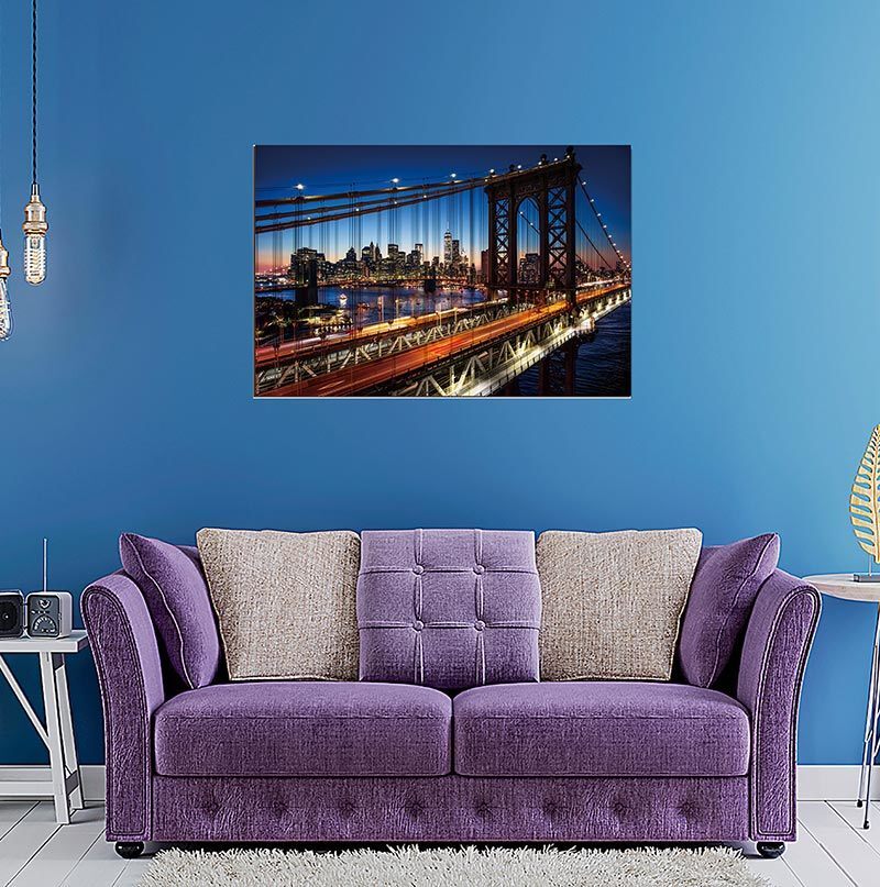 Oppidan Home "Evening on the Manhattan Bridge" Acrylic Wall Art (32"H x 48"W)