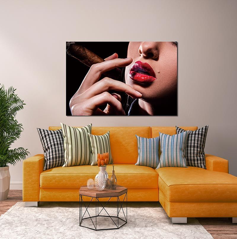 Oppidan Home "Red Lip Cigar" Acrylic Wall Art (32"H x 48"W)