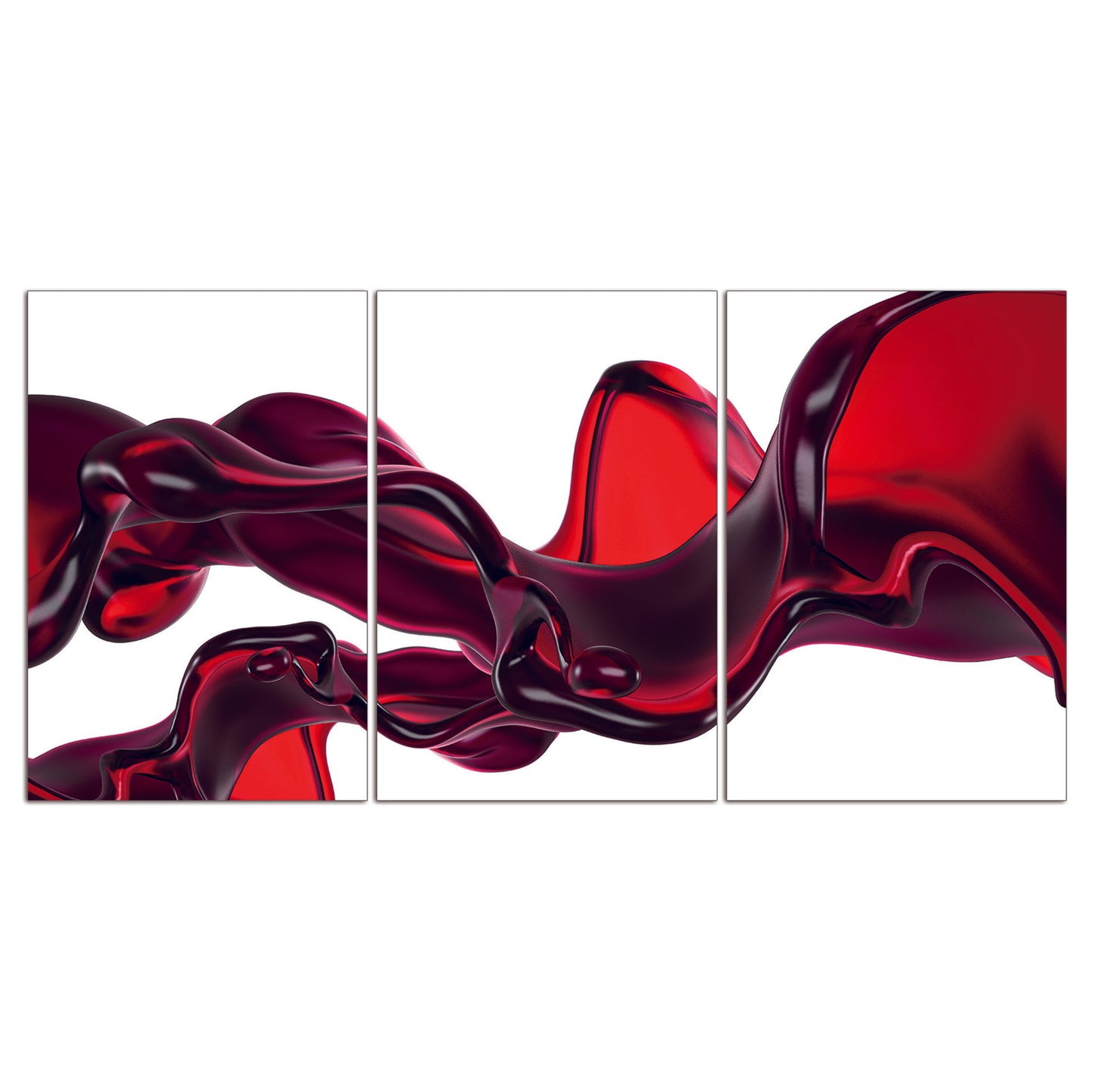 Oppidan Home "Abstrat Liquid in Red" 3 Piece Acrylic Wall Art (36"H x 72"W)