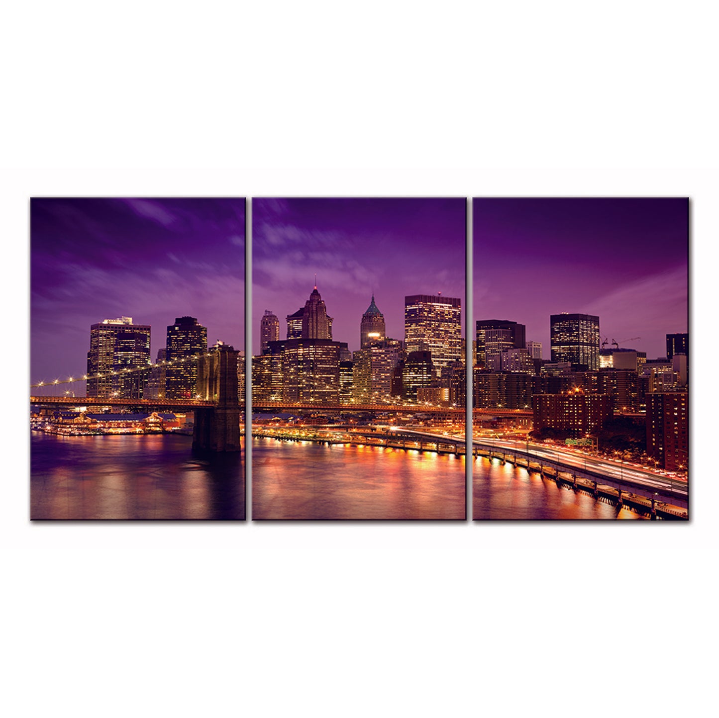 Oppidan Home "New York Skyline" 3 Piece Acrylic Wall Art (36"H x 72"W)