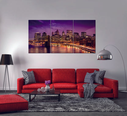 Oppidan Home "New York Skyline" 3 Piece Acrylic Wall Art (36"H x 72"W)