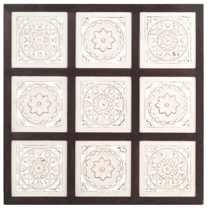 Hand-Carved Wall Panel MDF 23.6"x23.6"x0.6" Brown and White