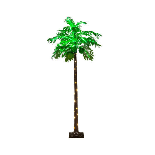 6 FT LED Lighted Artificial Palm Tree Hawaiian Style Tropical with Water Bag