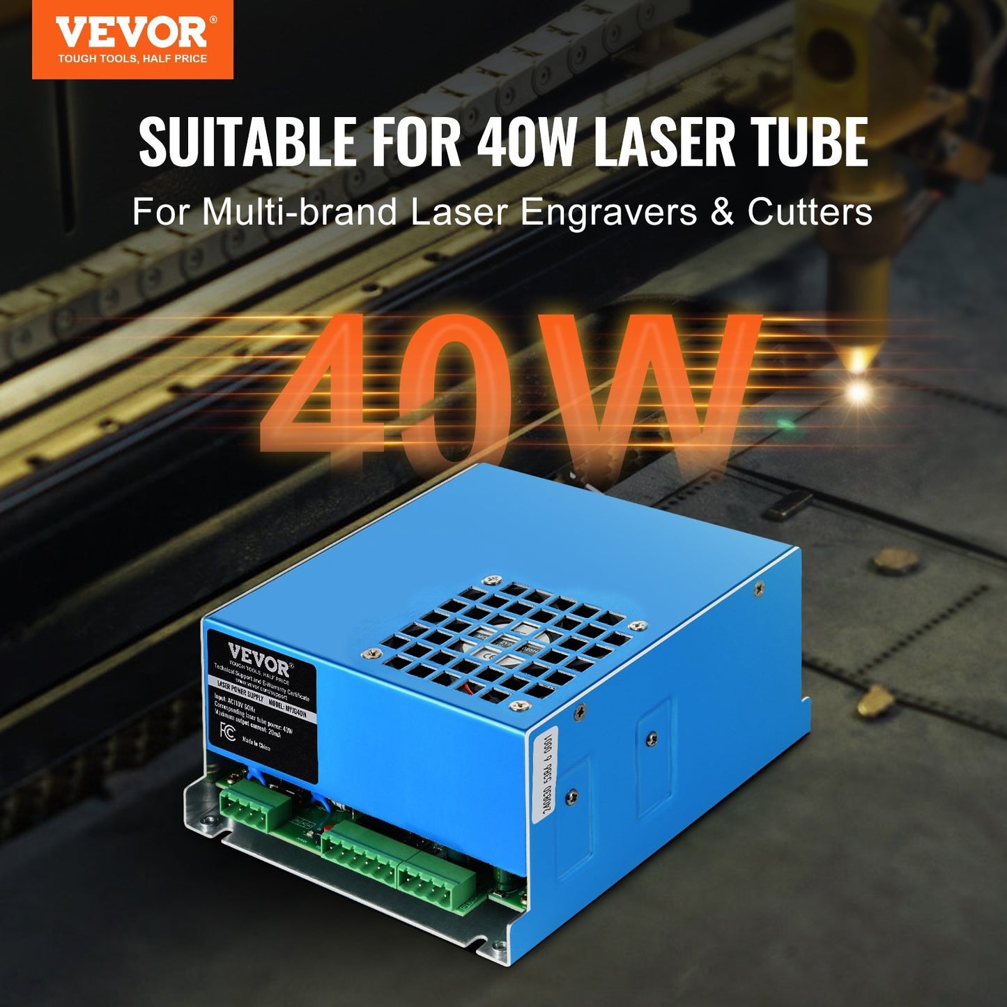 VEVOR CO2 Laser Power Supply for 40W Laser Tube Laser Engravers and Cutters