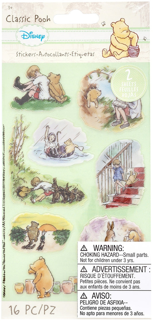 EK Disney Flat Stickers 2 per Sheets Classic Pooh Scenes