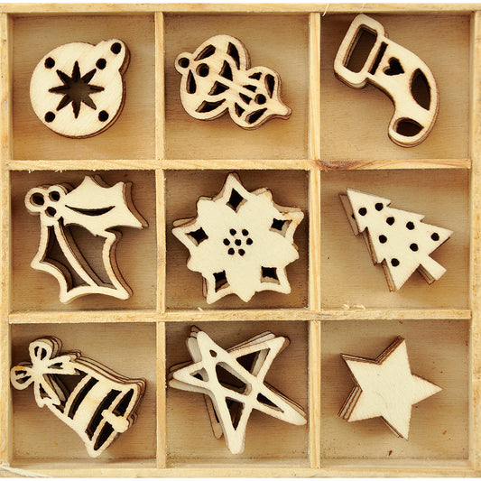 Christmas Flourishes Die Cut Wood Pieces Pack Festive