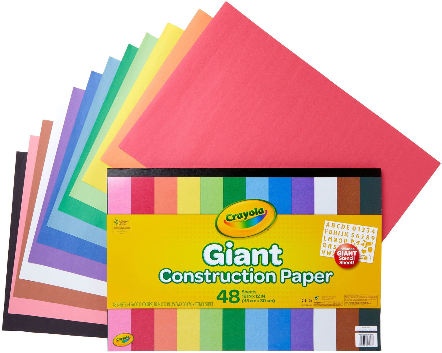 Crayola Giant Construction Paper Pad 18X12 Inch W Stencil 1 Pack of 2 Piece