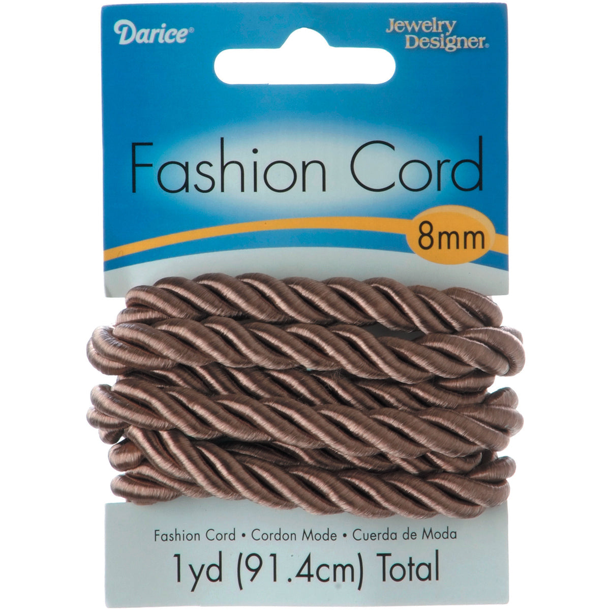 Jewelry Designer Fashion Cord Polyester Twisted Cord Taupe 8mm 1 Yard