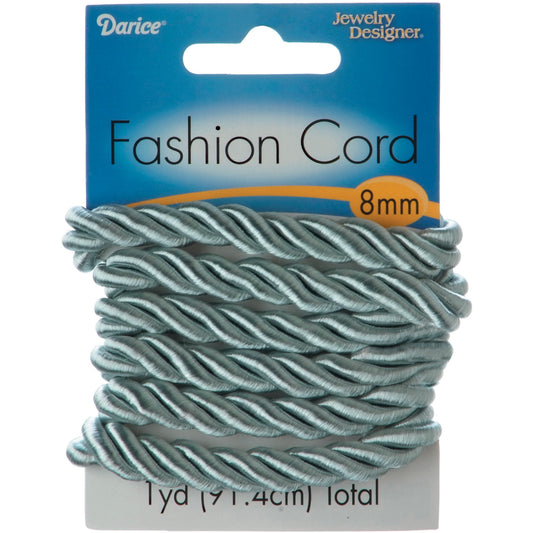 Jewelry Designer Fashion Cord Polyester Twisted Cord Silver 8mm 1 Yard