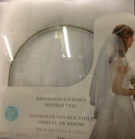 Rhinestone Halo Veil DBL Layer White