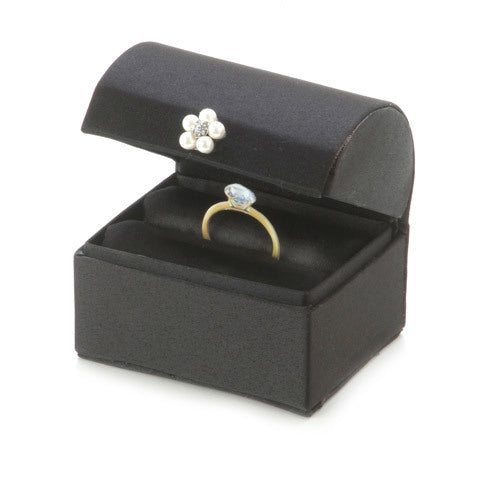 Ring Box Satin Black 3 X 3 Inches