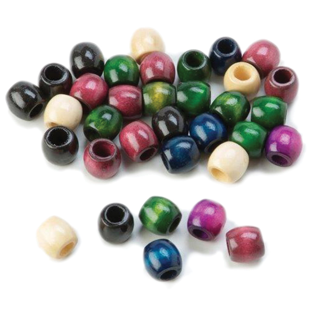 Wood Pony Beads 11 mm X 12 mm Fashion