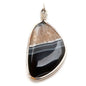 Wire Wrapped Jewelry Pendant Agate and Black 56 X 40 mm