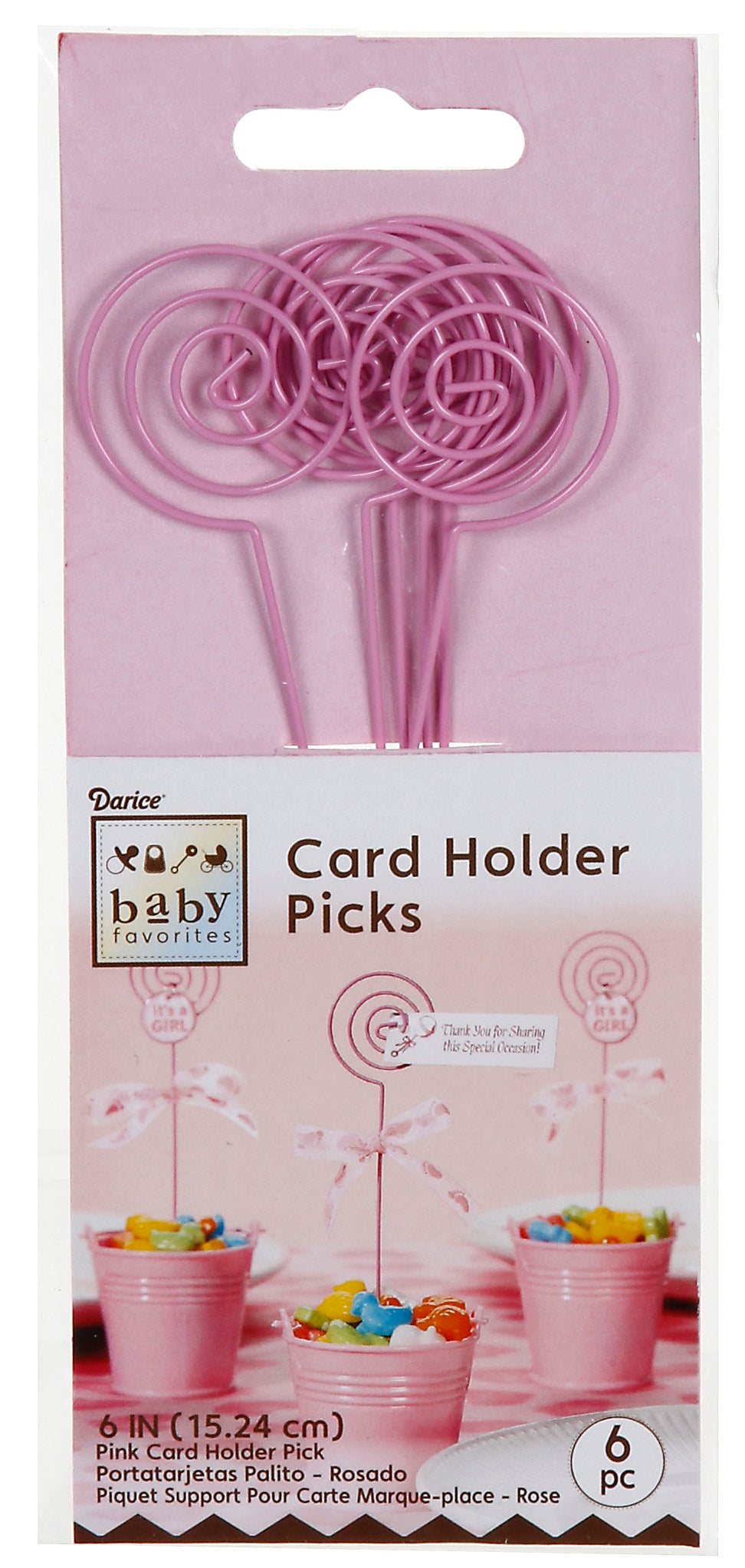 Baby Favorites Card Holder Picks 6 Inch Pink