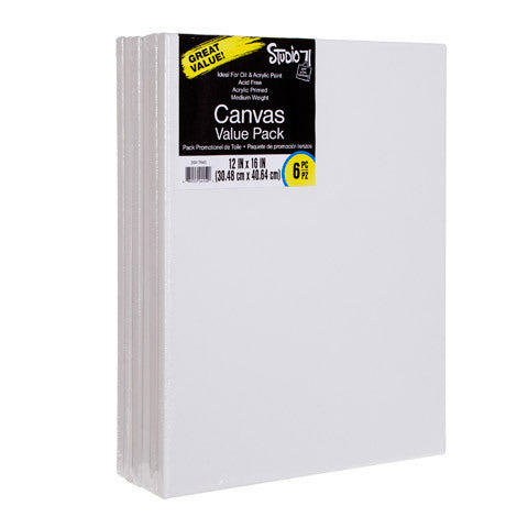 Darice White Stretched Canvas Value Pack 12X16 Inches Pack of 6