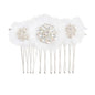 David Tutera Bridal Hair Comb Silver Rhinestone Flower Tri Cluster With Netting