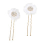 David Tutera Bridal Hair Pins Gold Flower With Rhinestones and Netting