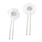 David Tutera Bridal Hair Pins Silver Flower With Rhinestones and Netting