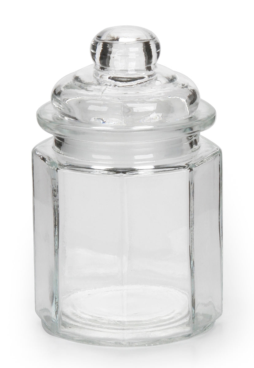 Glass Canister With Lid Paneled Clear 3.0625 X 4.9375 Inches