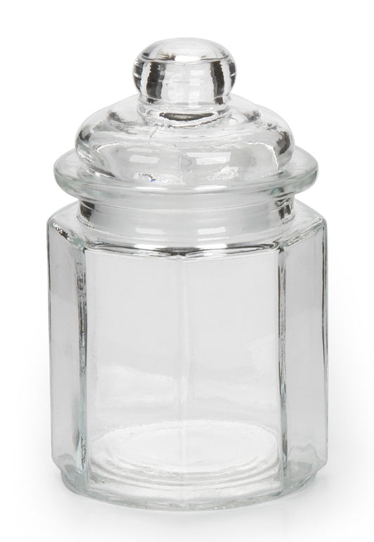 Glass Canister With Lid Paneled Clear 3.0625 X 4.9375 Inches