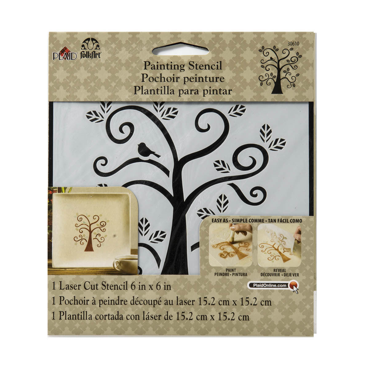 Plaid FolkArt Painting Stencils Small Curly Tree