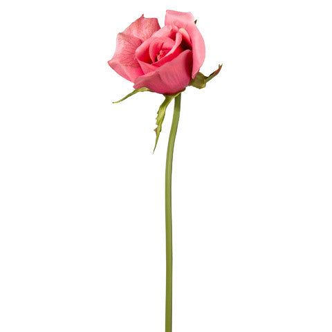 ?Pink Rose Bud W Bendable Stem 2.5 X 7.5 Inches