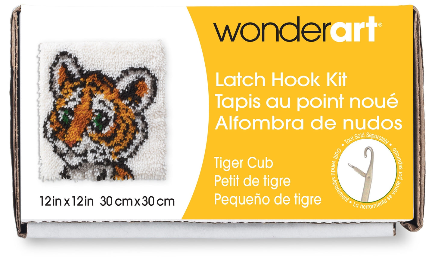 Spinrite Wonderart Latch Hook Kit 12inchX12inch Tiger Cub