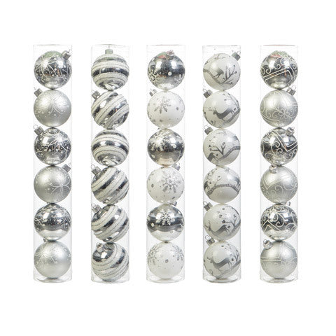 Ornament Ball Assorted 60mm Silver White