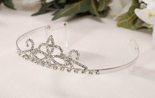 Silver Tiara With Rhinestone Accents