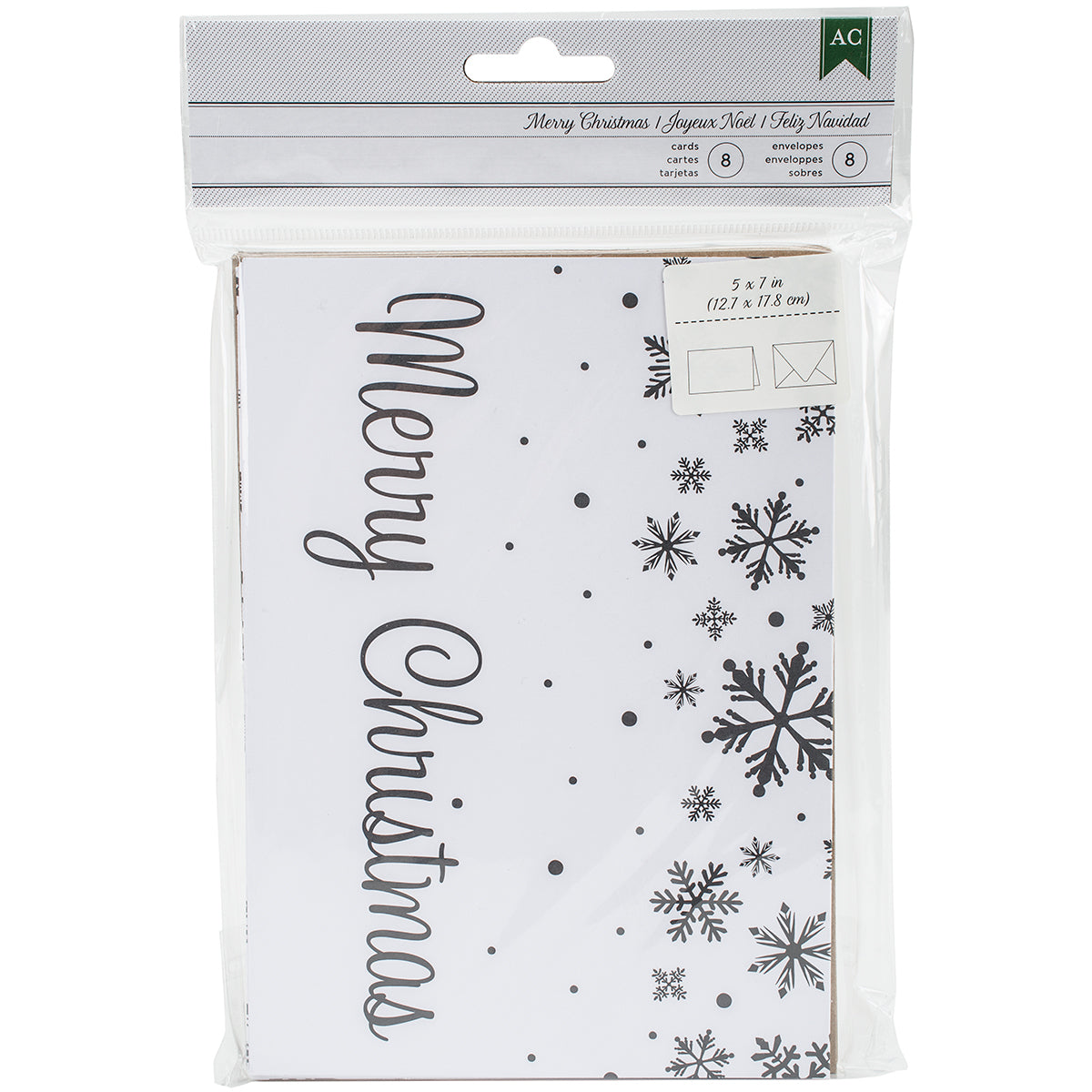 Christmas Cards and Envelopes Kraft and Snowflakes