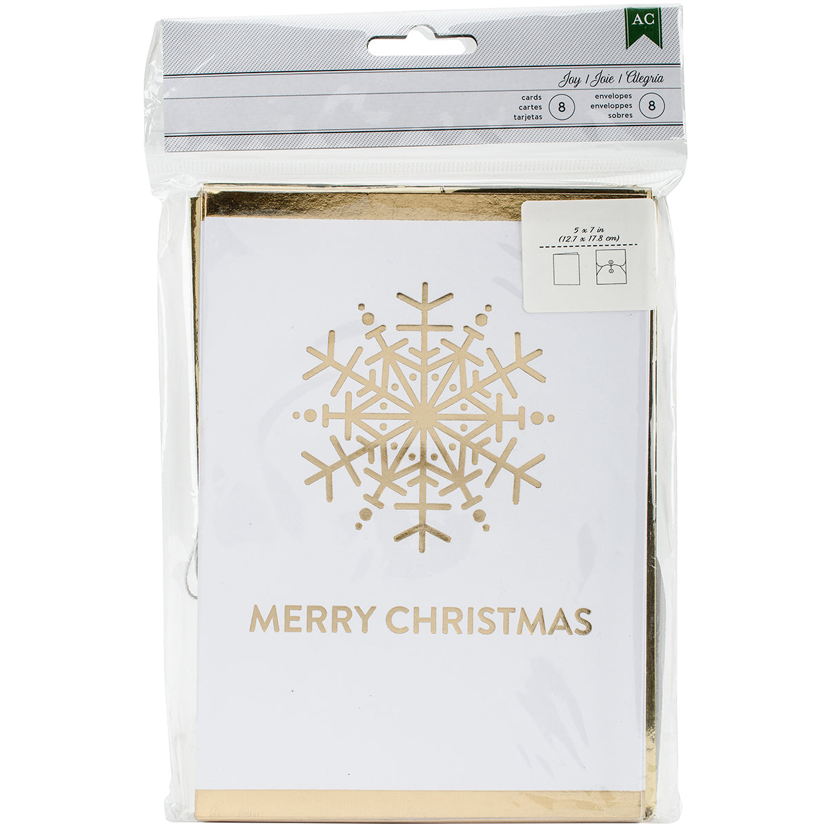 Christmas Cards and Envelopes Gold Foil Snowflake