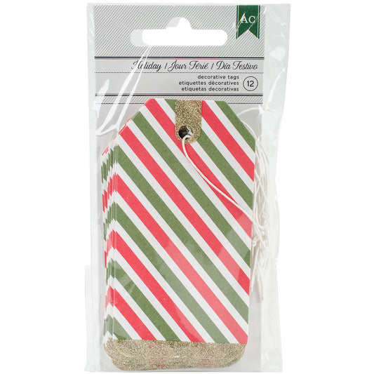 Christmas Tags Red and Green Striped