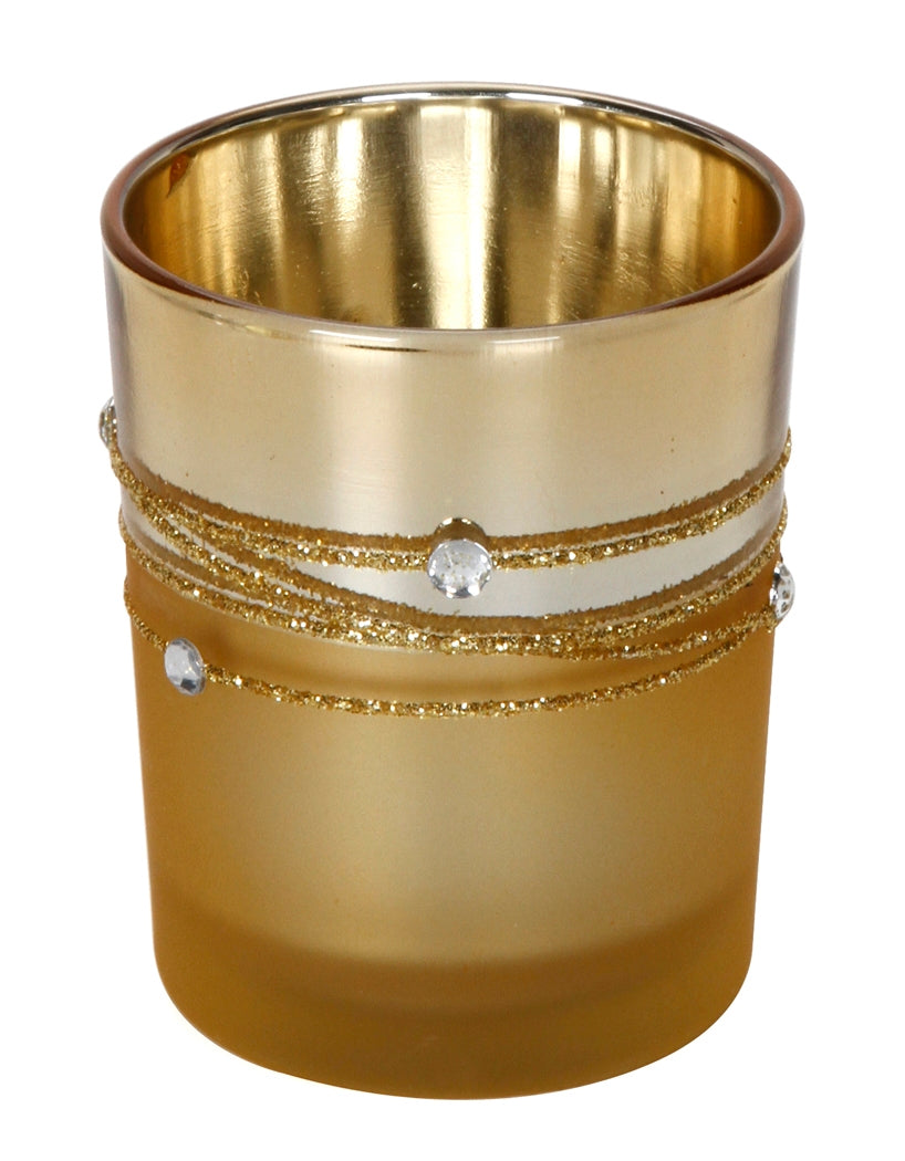 David Tutera Glass Votives Gold Plated With Rhinestones