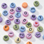 Acrylic Alphabet Beads Round Assorted Colors with Black Letters 7mm